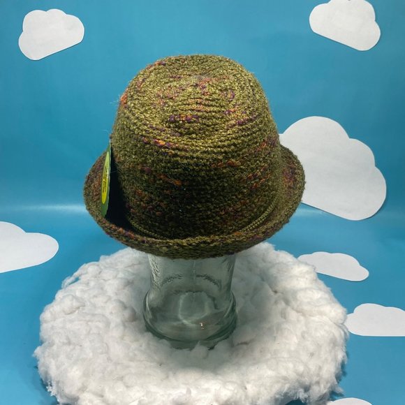 Y2K Style Green Boucle Fedora - Picture 6 of 11